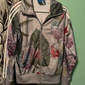 Adidas Originals Tropical Floral Full Zip Track Jacket Pockets Logo Size M NWOT